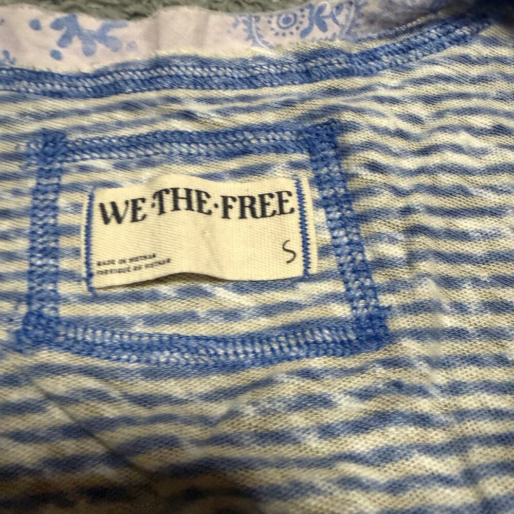 We the Free People Love Language Tank Top Shirt Womens Small Blue Linen Blend - Picture 6 of 7